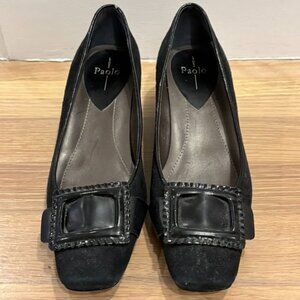 Women's Paolo Black Short Dressy Pumps with Buckle - Size 4